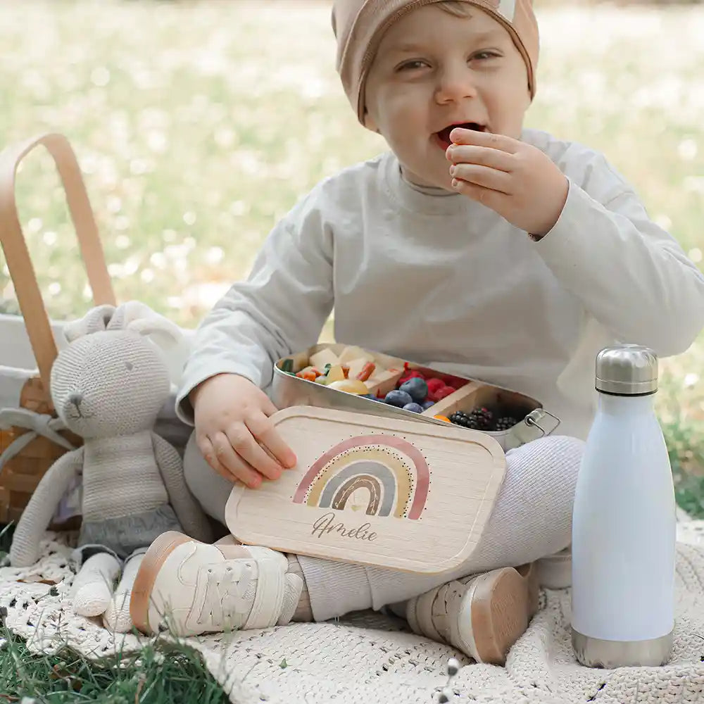 Brotdose Kinder personalisiert - Regenbogen