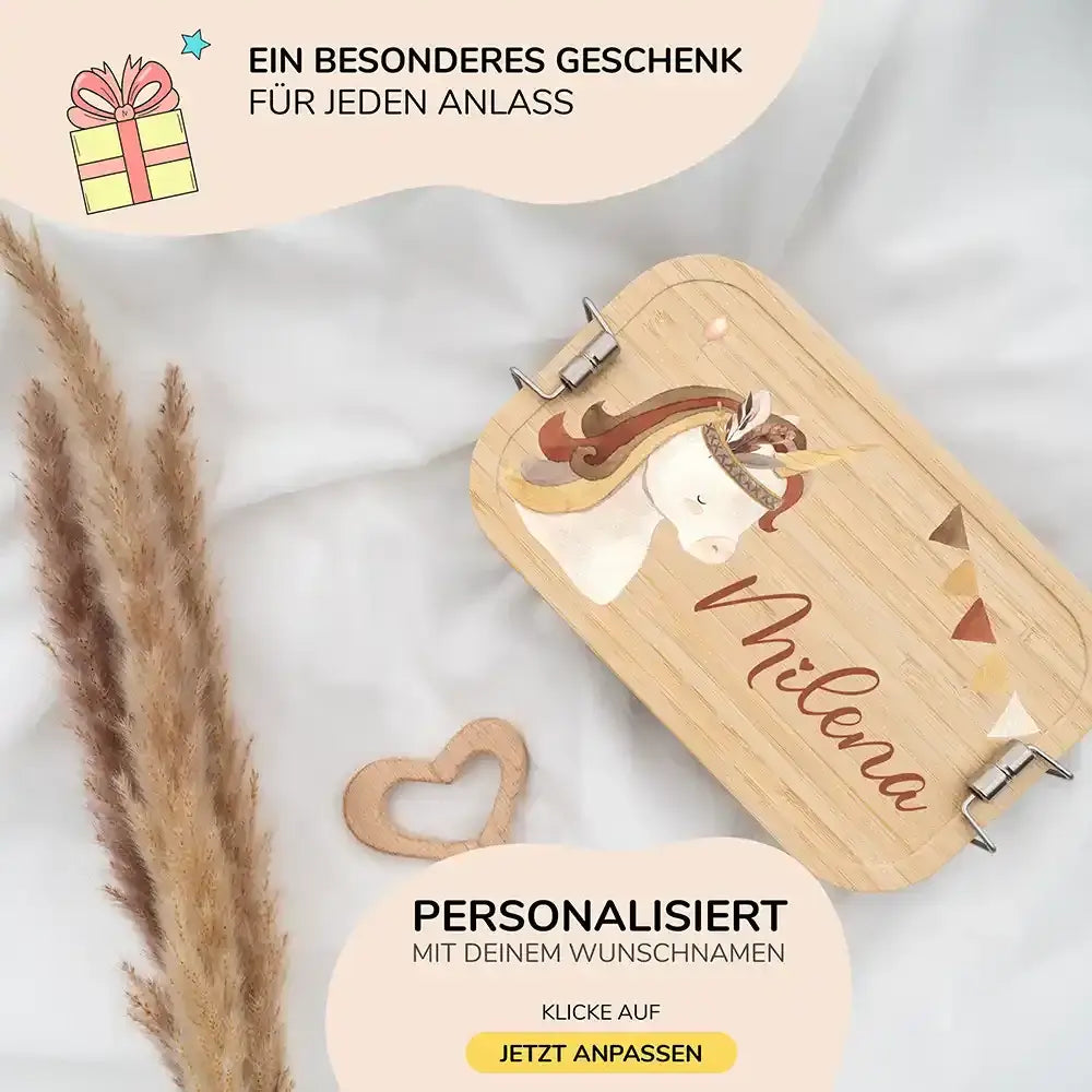 brotdose mit einhorn boho motiv und individuellem namen