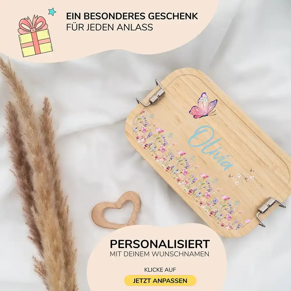 brotdose mit blumenpark motiv und individuellem namen