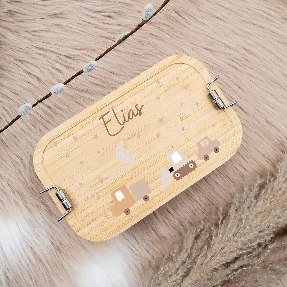 personalisierte aufbewahrungsdose mit baustellen design