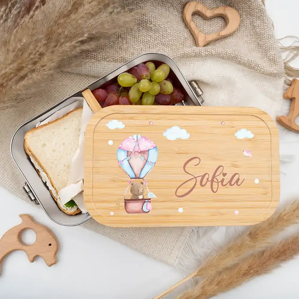 personalisierte brotdose mit ballon bär design