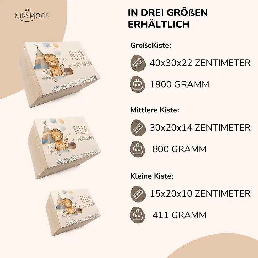 Personalisierte Erinnerungskiste Woodland Löwe