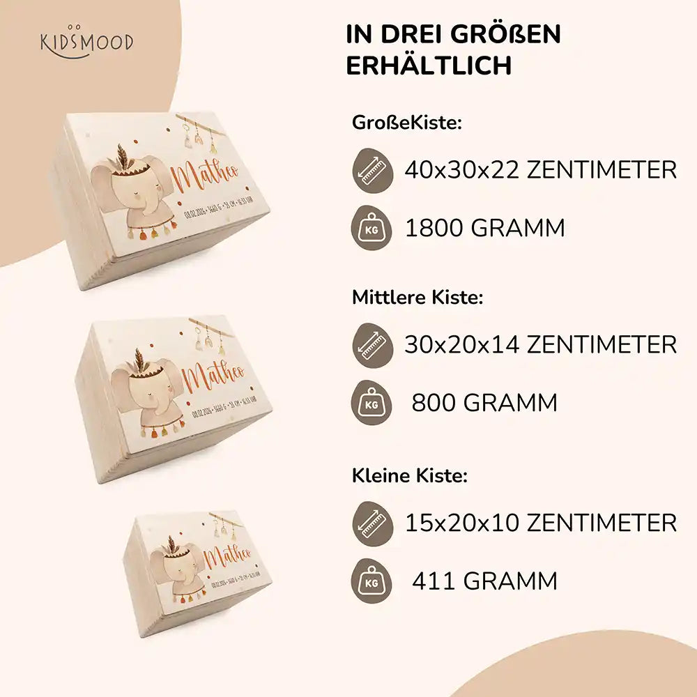 Erinnerungsbox Baby Elephant Boho