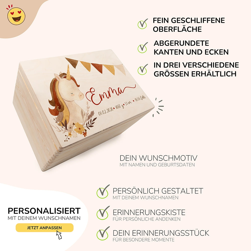 Erinnerungsbox Baby - Boho Einhorn