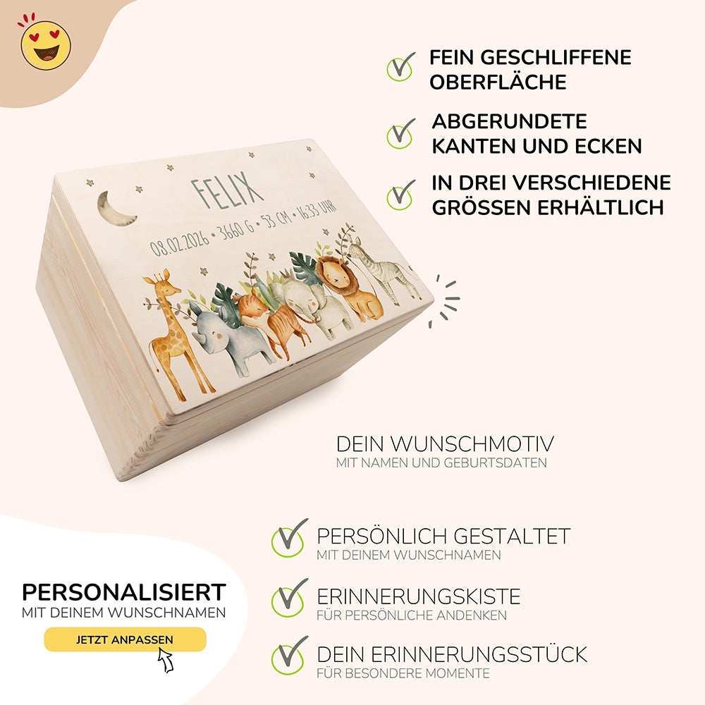 Erinnerungsbox Baby - Jungle Tiere