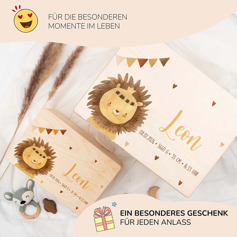 Erinnerungsbox Baby - Löwe Boho