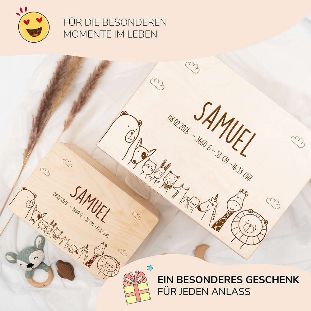 Erinnerungsbox Baby - Tierfamilie Jungle