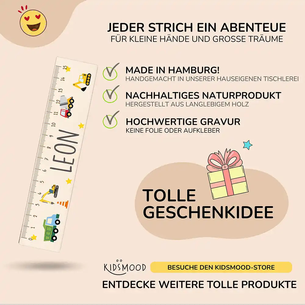 Holzlineal personalisiert - Baustelle