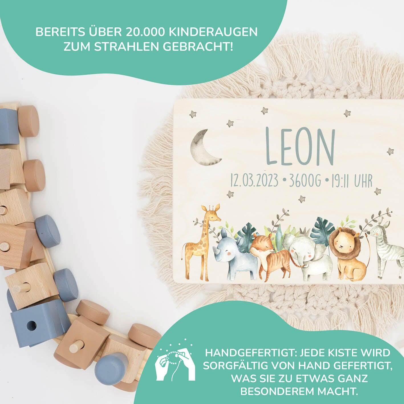 custom memory box with jungle animals design