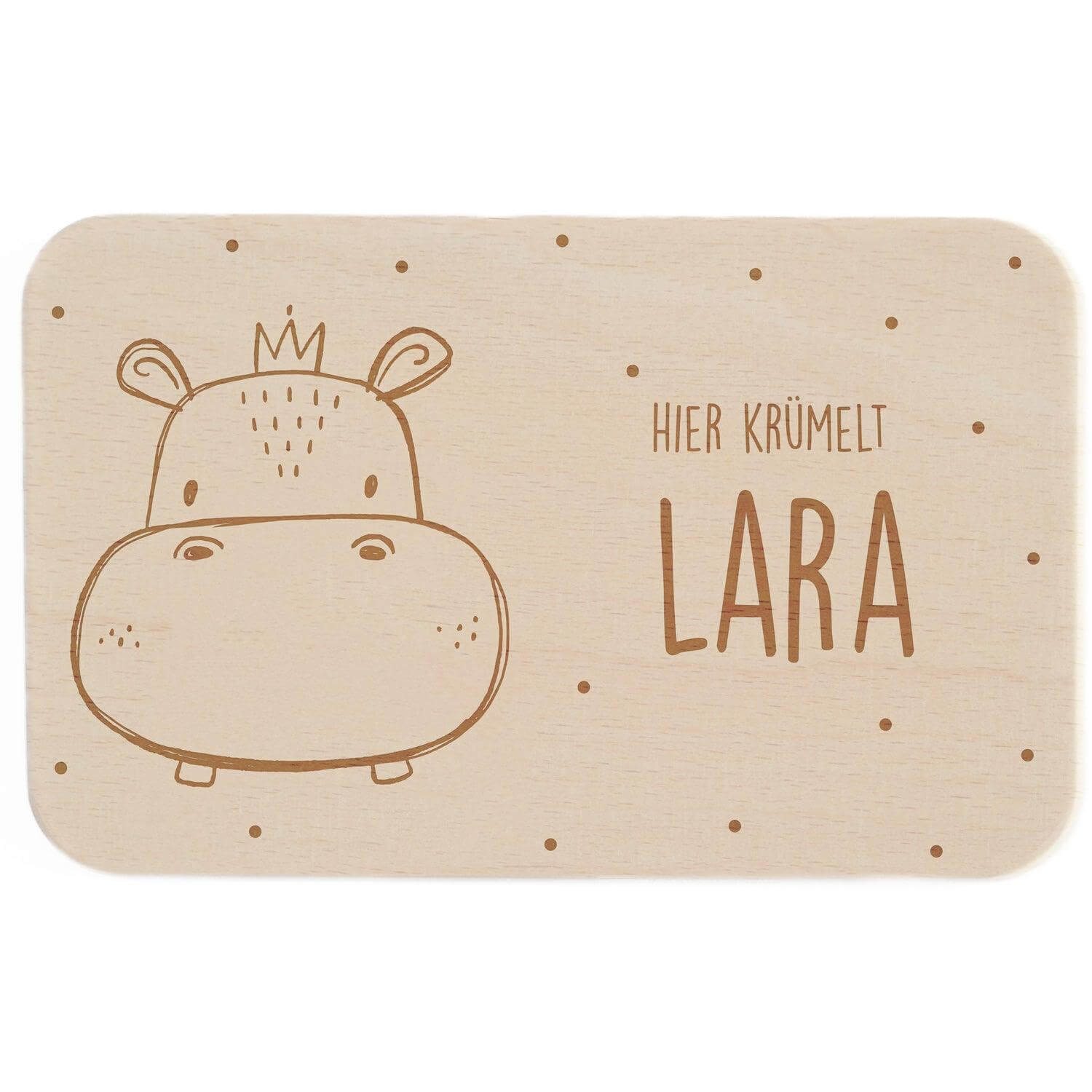 engraved wooden board with custom name for breakfast