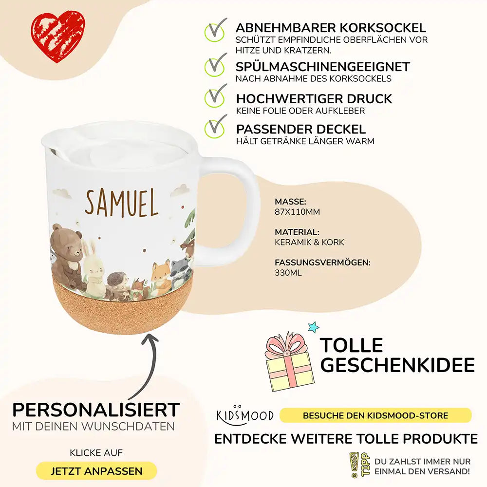 Großes Schulstart-Set personalisiert für Kinder: Brotdose, Trinkflasche und Tasse