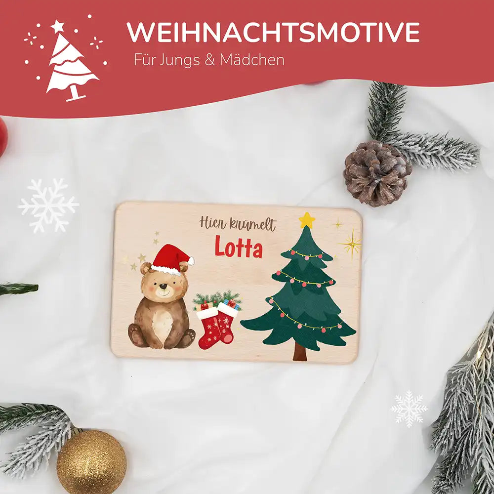 Frühstücksbrettchen Weihnachten - Weihnachtsbär
