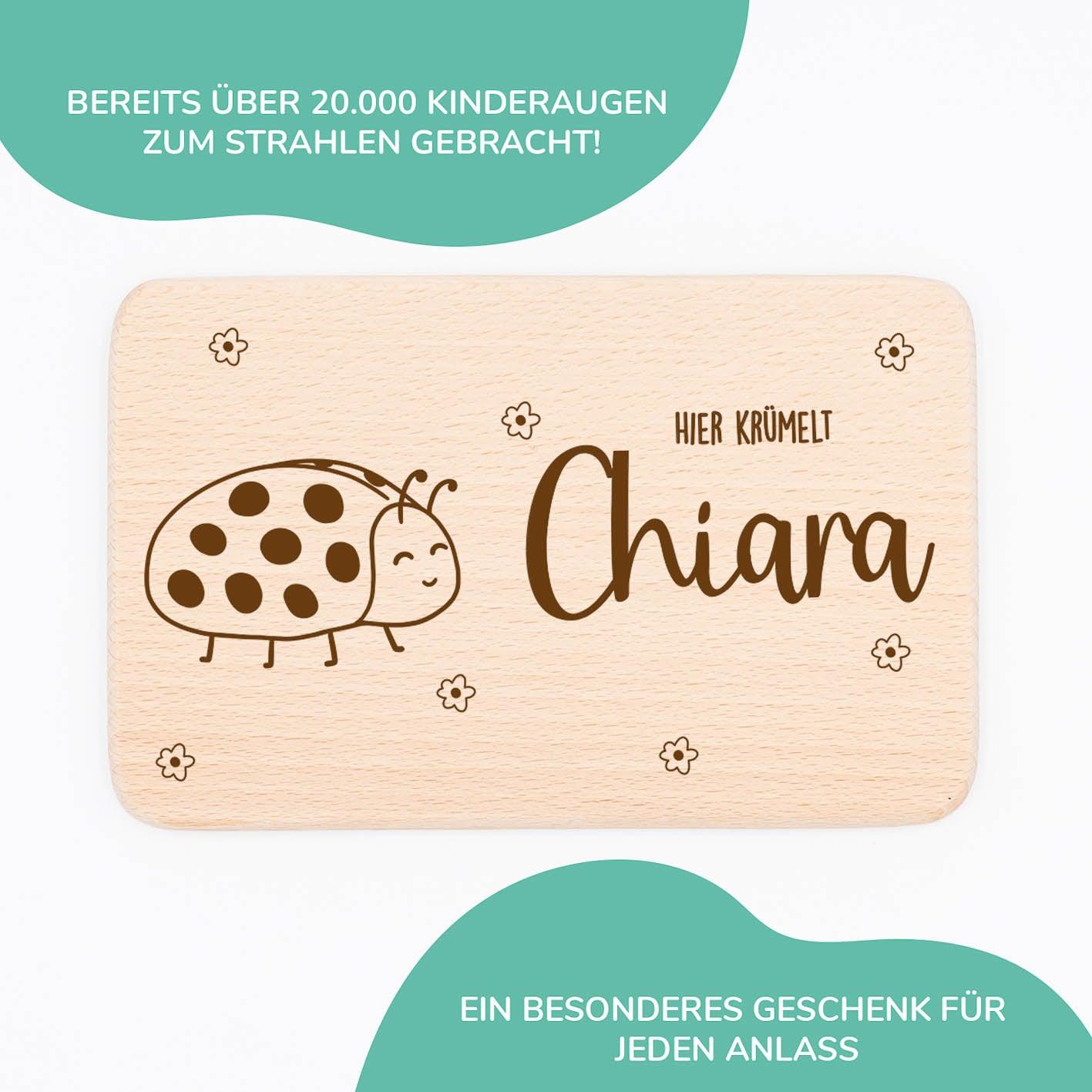 close-up of breakfast board with marienkäfer motif