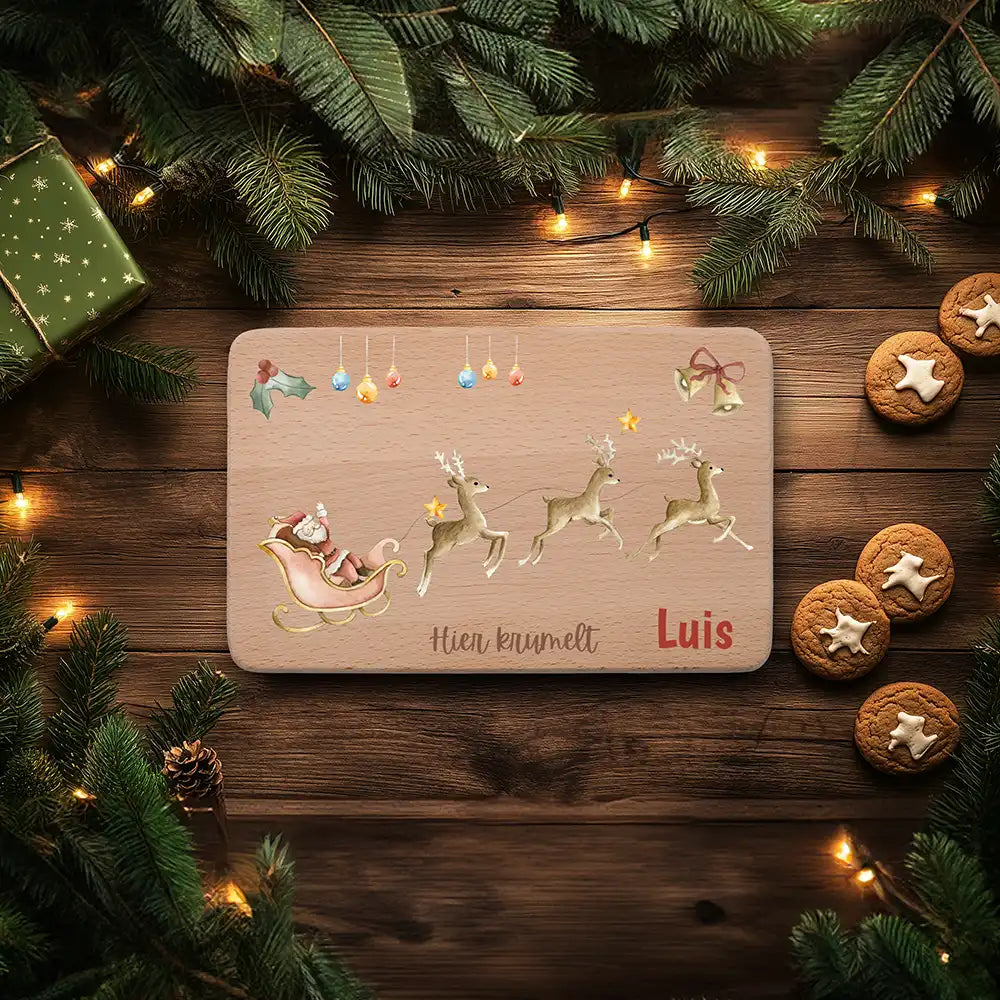 Frühstücksbrettchen Weihnachten - Rentier Schlitten