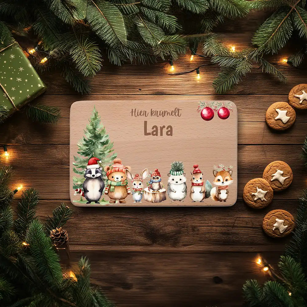 Frühstücksbrettchen Weihnachten - Niedliche Tiere