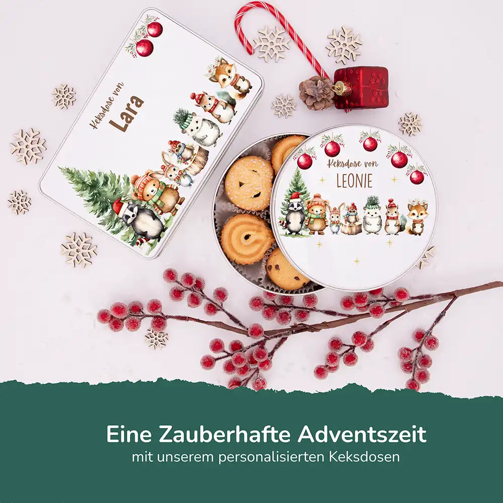 Keksdose aus Metal personalisiert - Schneeflöckchen