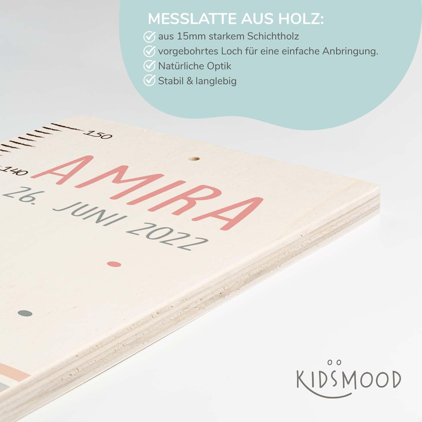 personalisiertes geschenk messlatte mit hase und regenbogen design