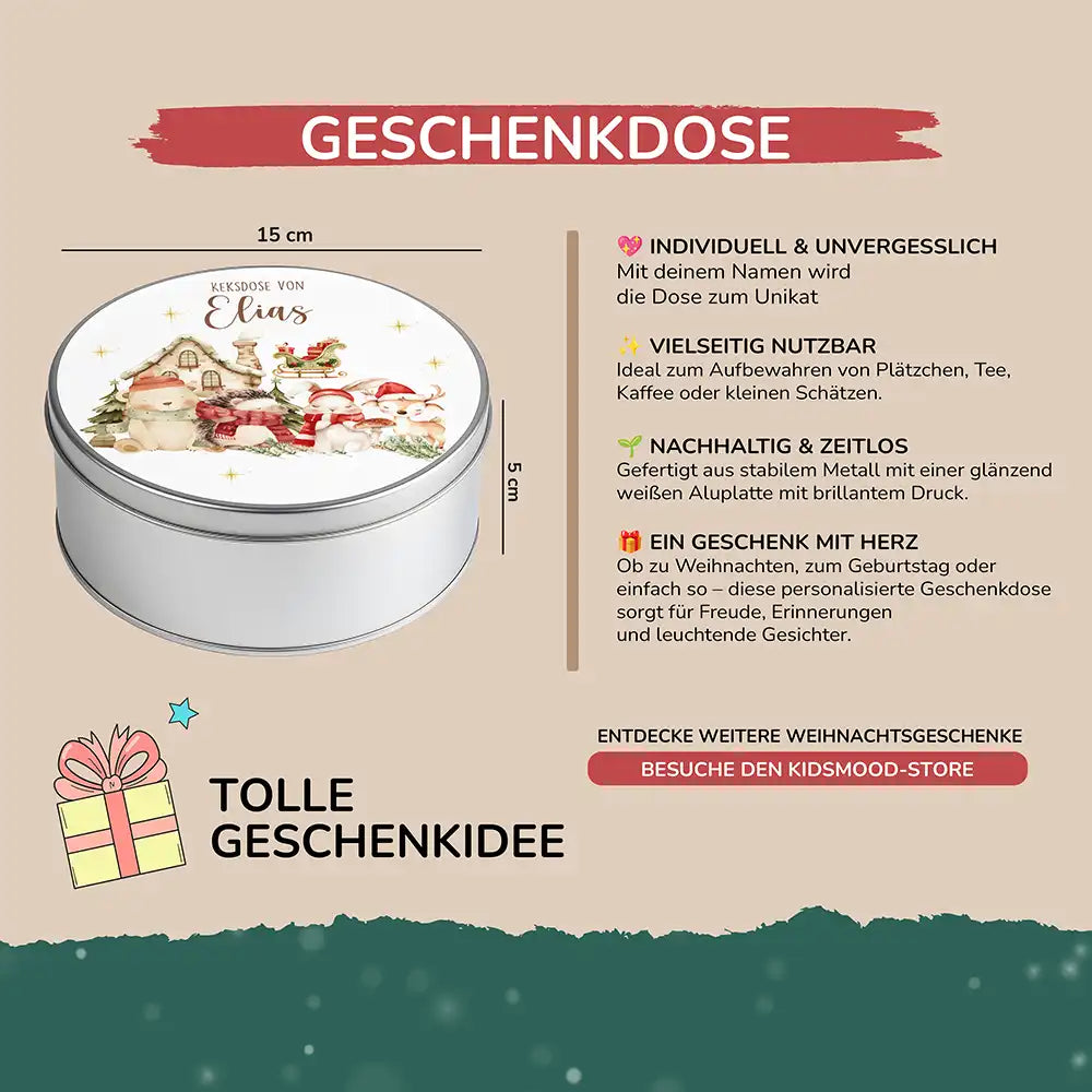 Keksdose aus Metal personalsiert - niedliche Waldtiere