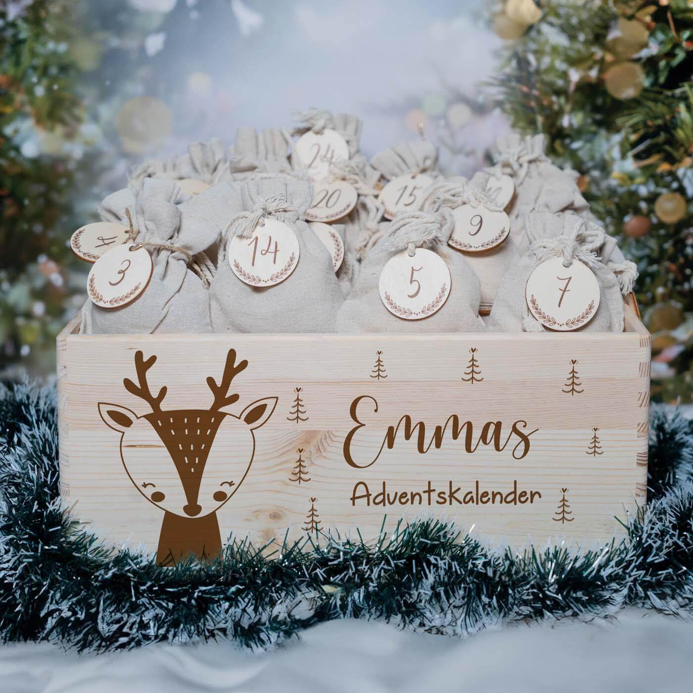 personalisierter adventskalender mit elch design