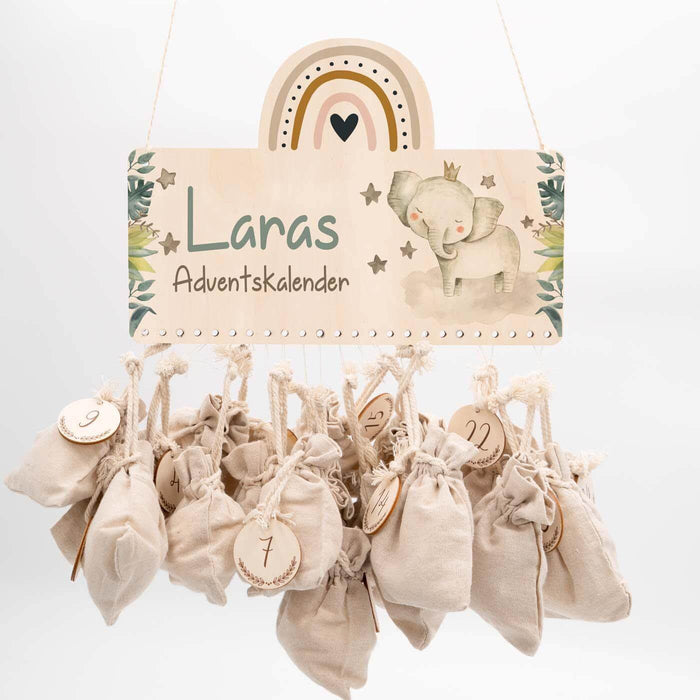 personalized advent calendar with elephant design