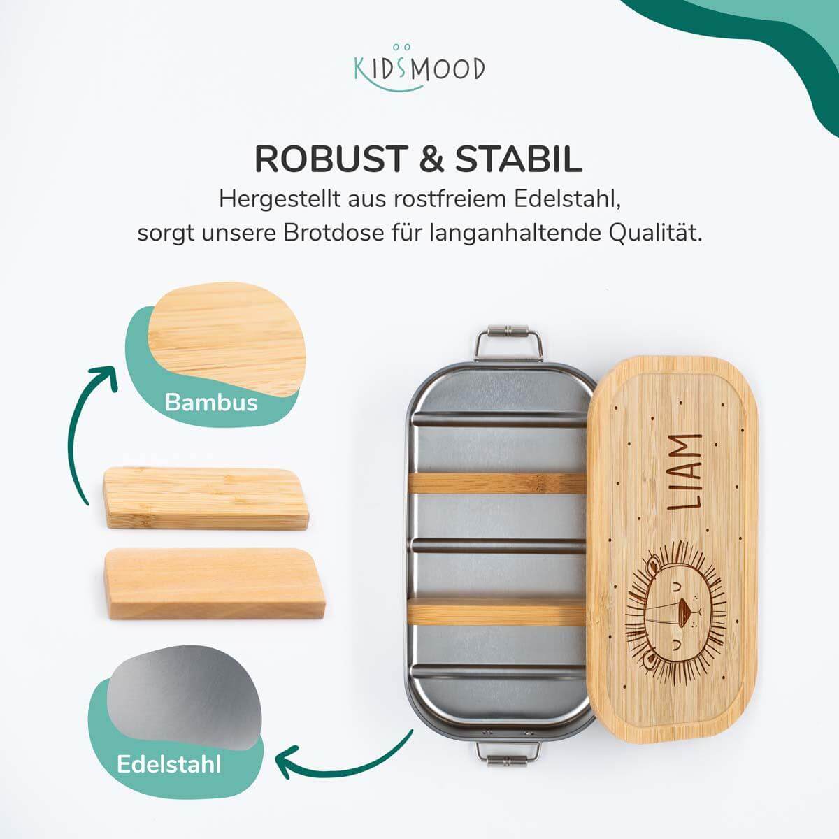 handcrafted lunchbox with löwenkopf engraving