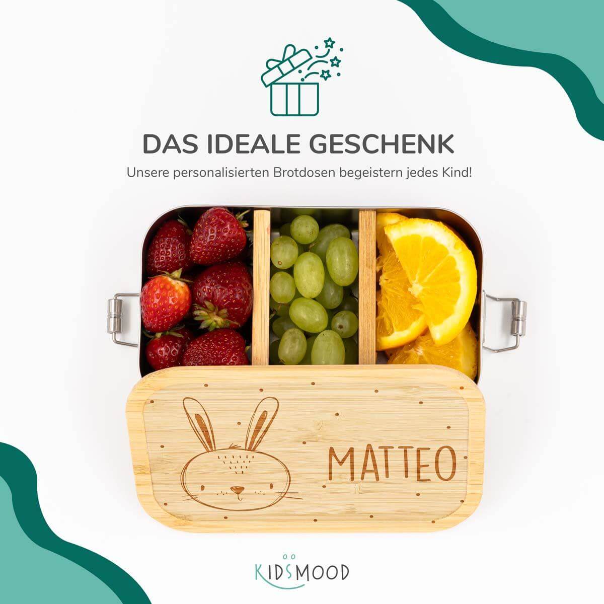 personalized wooden rabbit head lunchbox