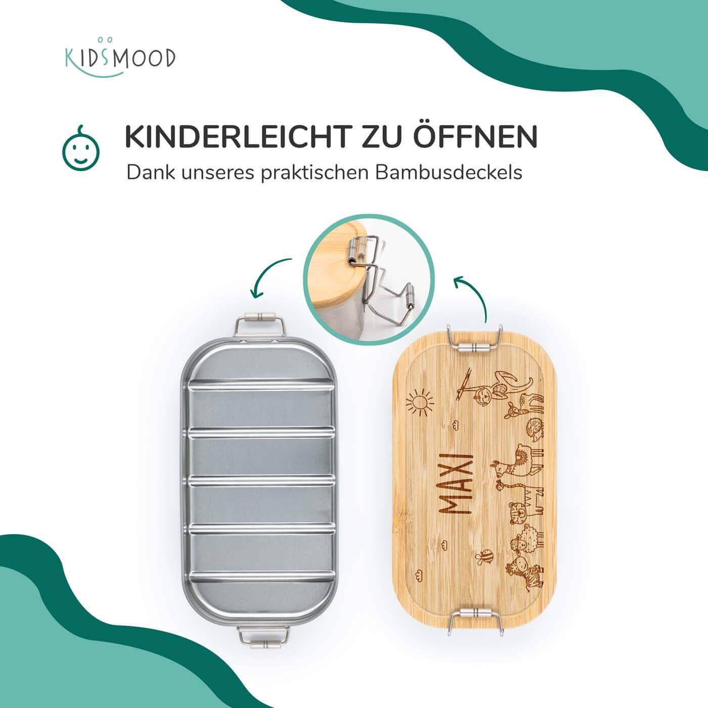 personalized wooden fröhliche tierfamilie lunchbox