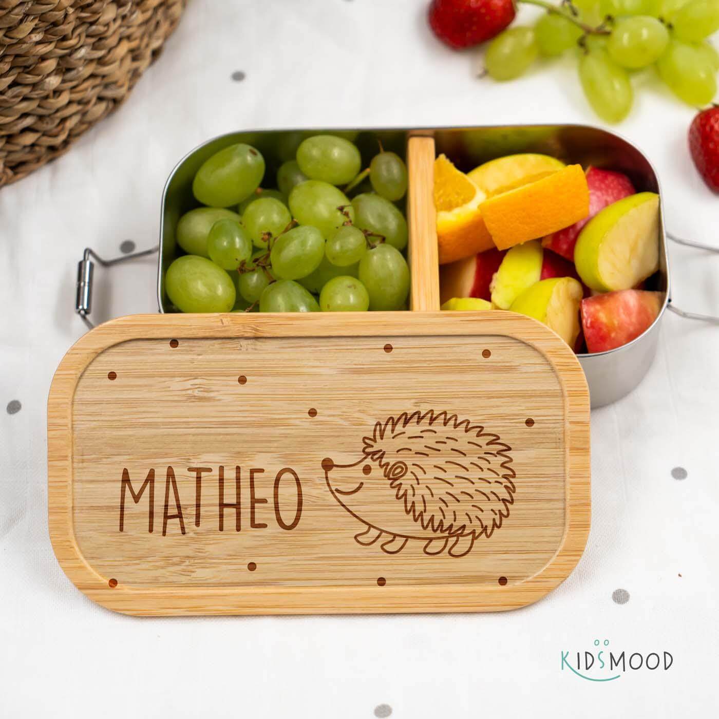 personalized lunchbox with hedgehog design