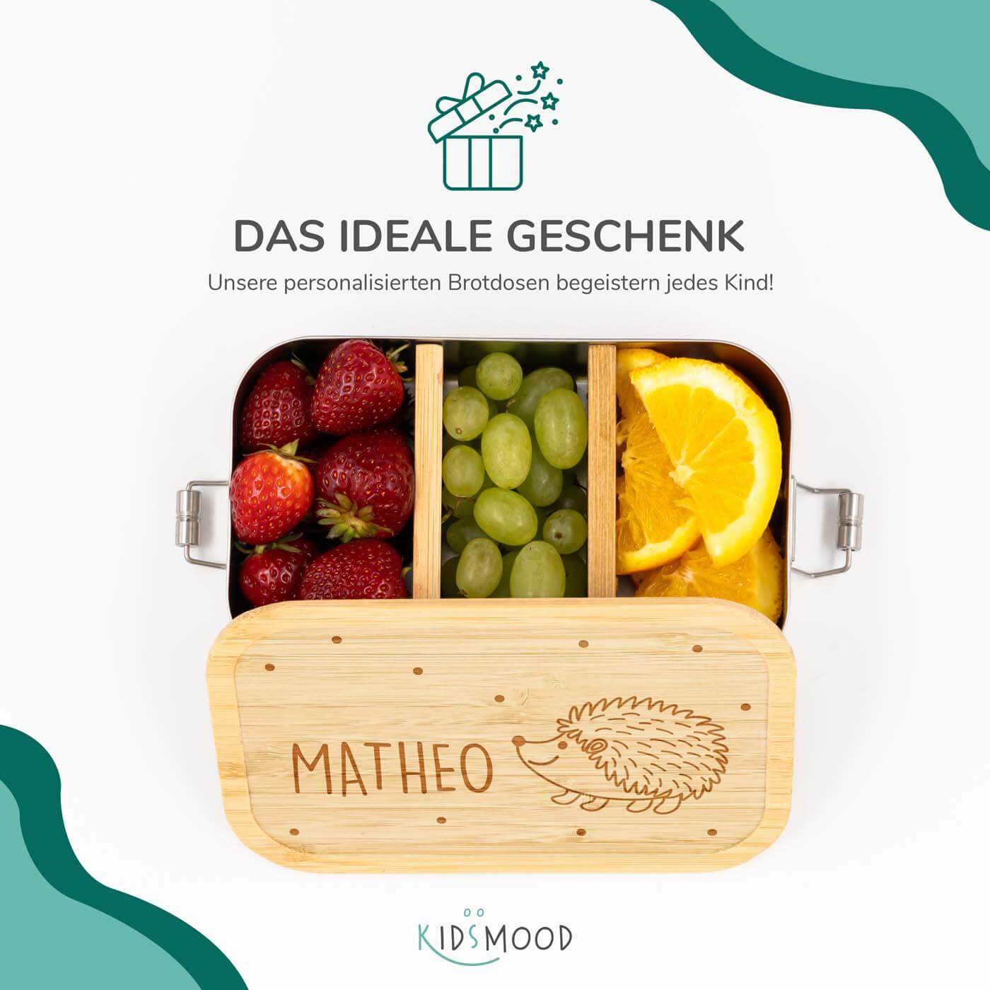 lunchbox with igel design and personalized name