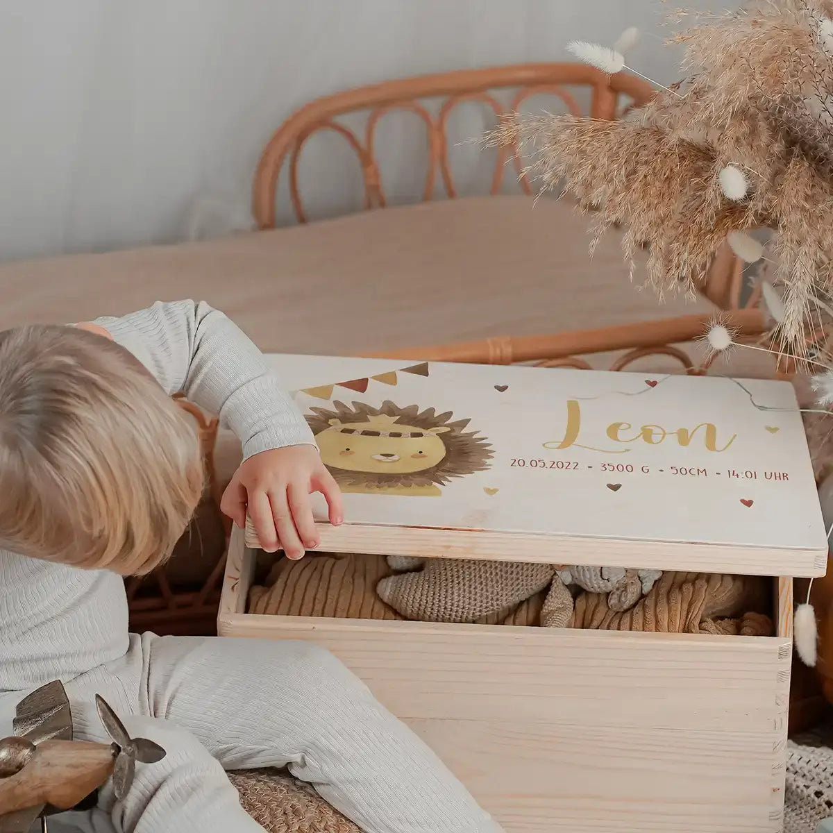 Erinnerungsbox Baby - Löwe Boho