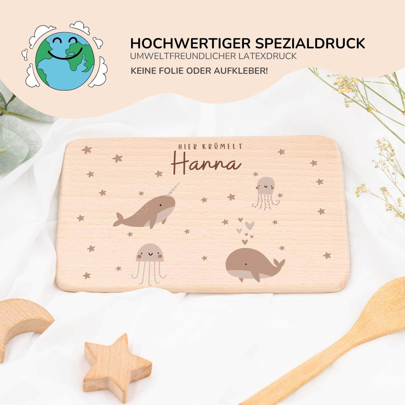 frühstücksbrettchen mit meer motiv und individuellem namen