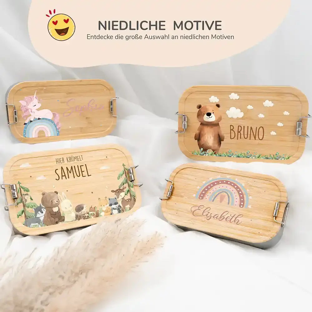 nahaufnahme der brotdose mit bär auf der wiese motiv