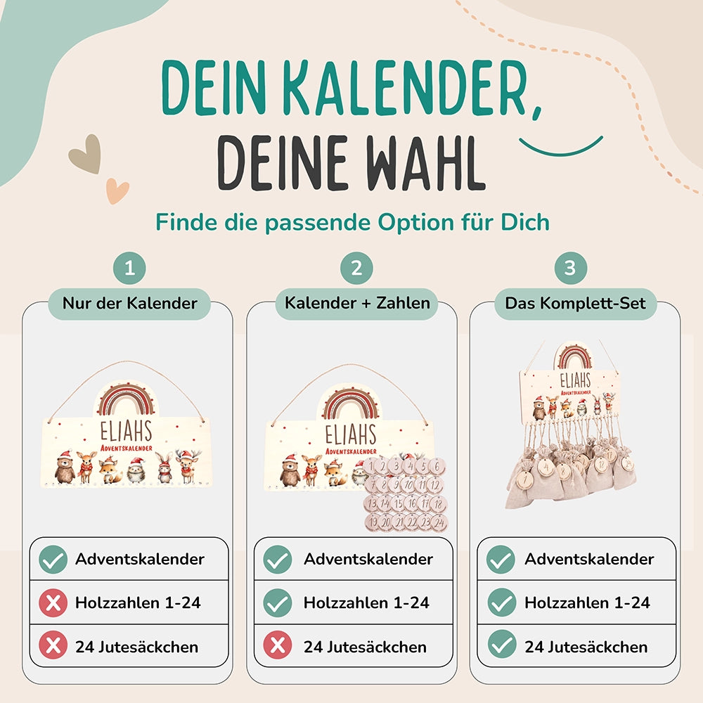 Personalisierte Adventskalender Tierfamilie