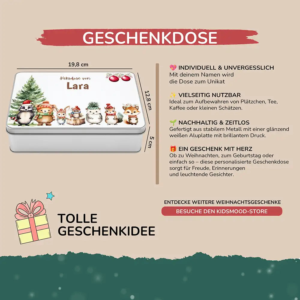 Keksdose aus Metal personalisiert - Schneeflöckchen