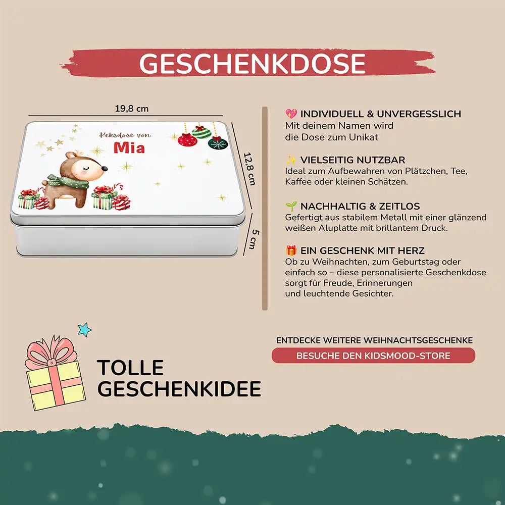 Keksdose aus Metal personalisiert - Waldzauber im Winter
