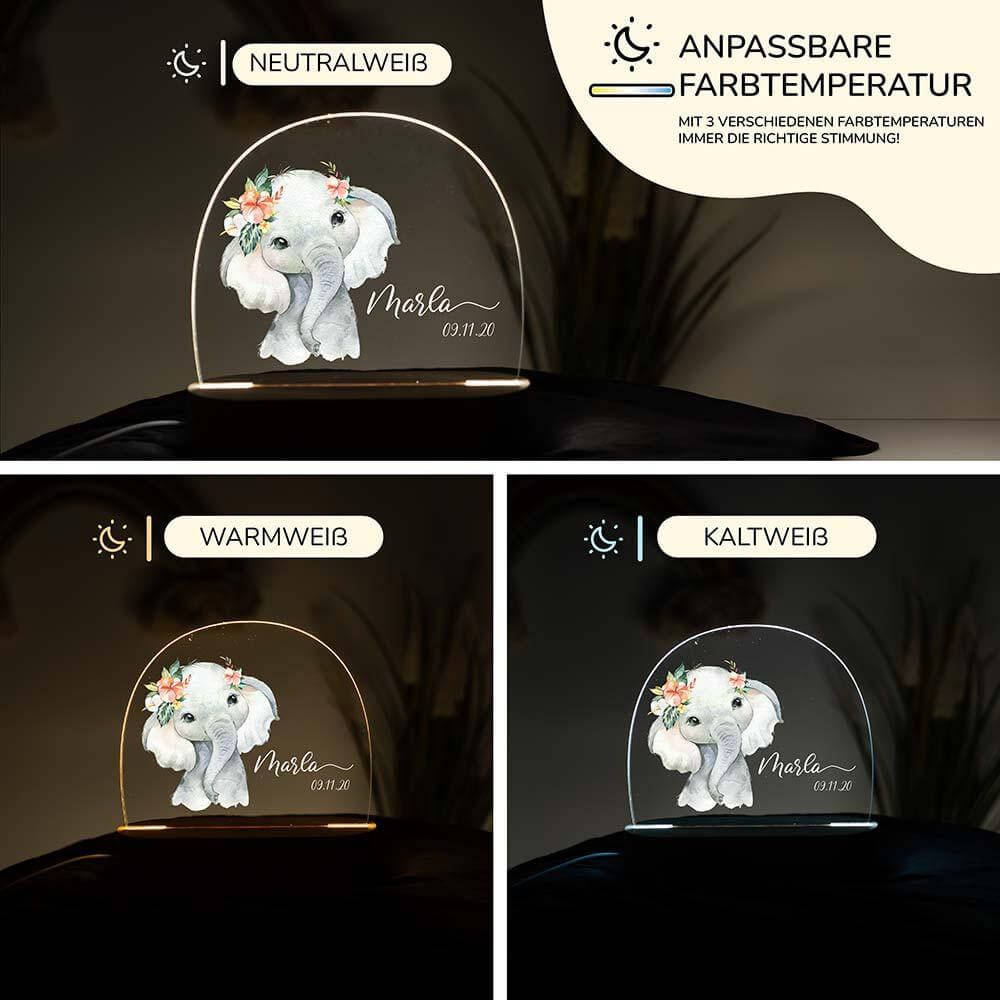 wooden night lamp with elephant design for children