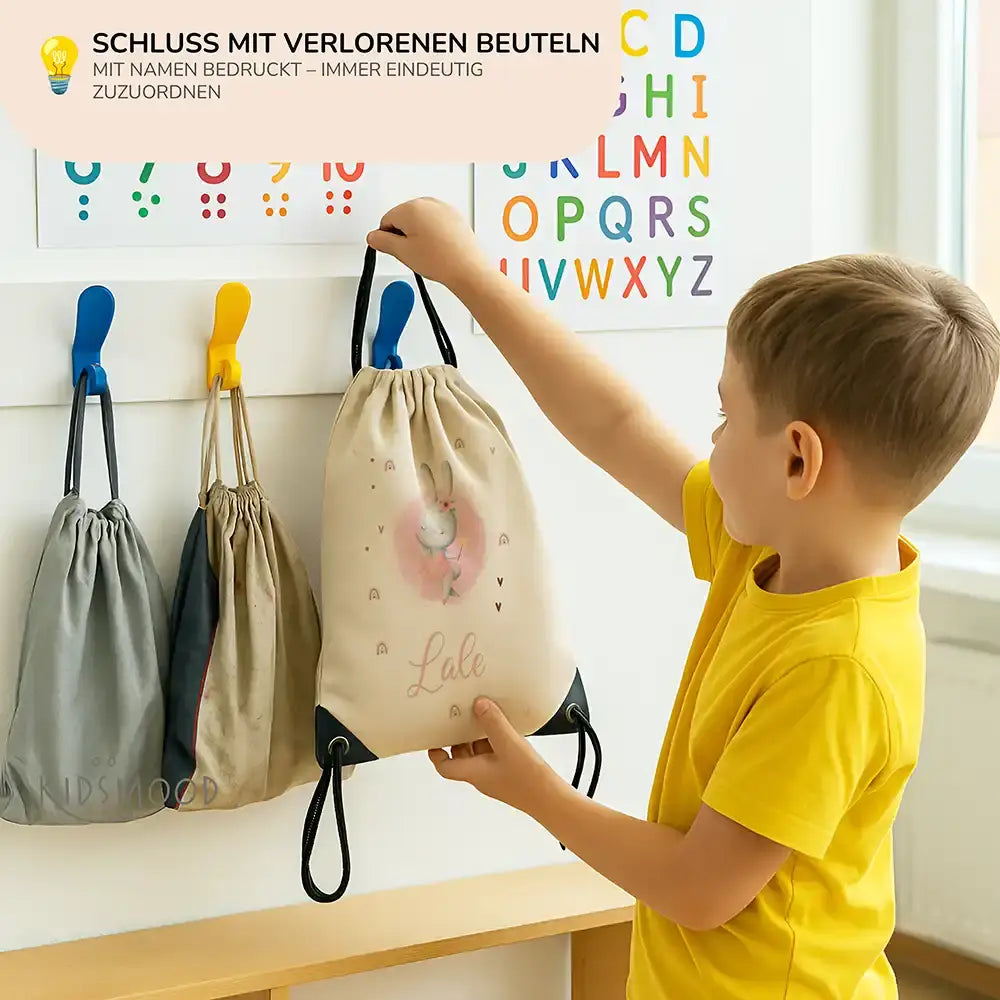 Personalisierter Turnbeutel mit Namen - Zauberhase