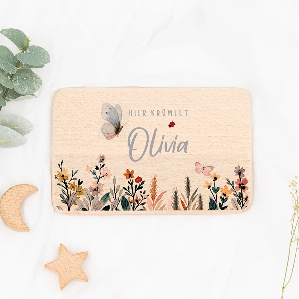 Frühstücksbrettchen Holz personalisiert - Flora