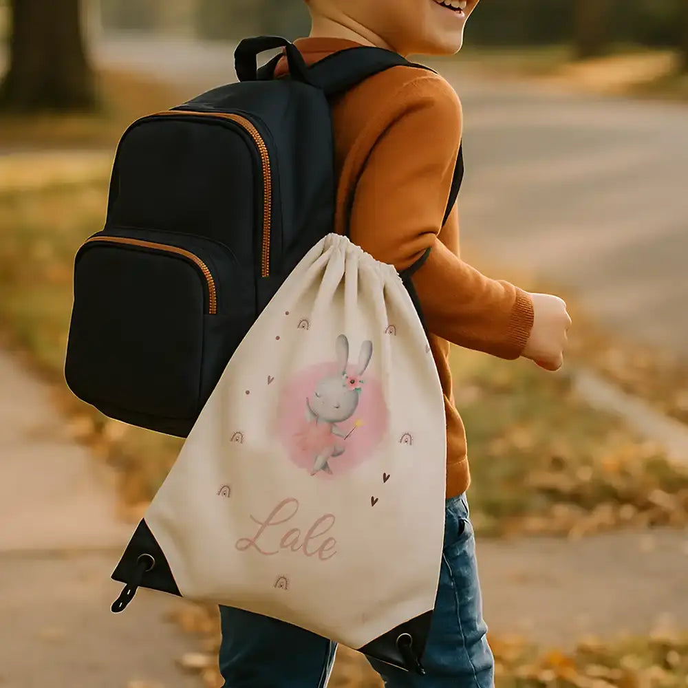 Personalisierter Turnbeutel mit Namen - Zauberhase
