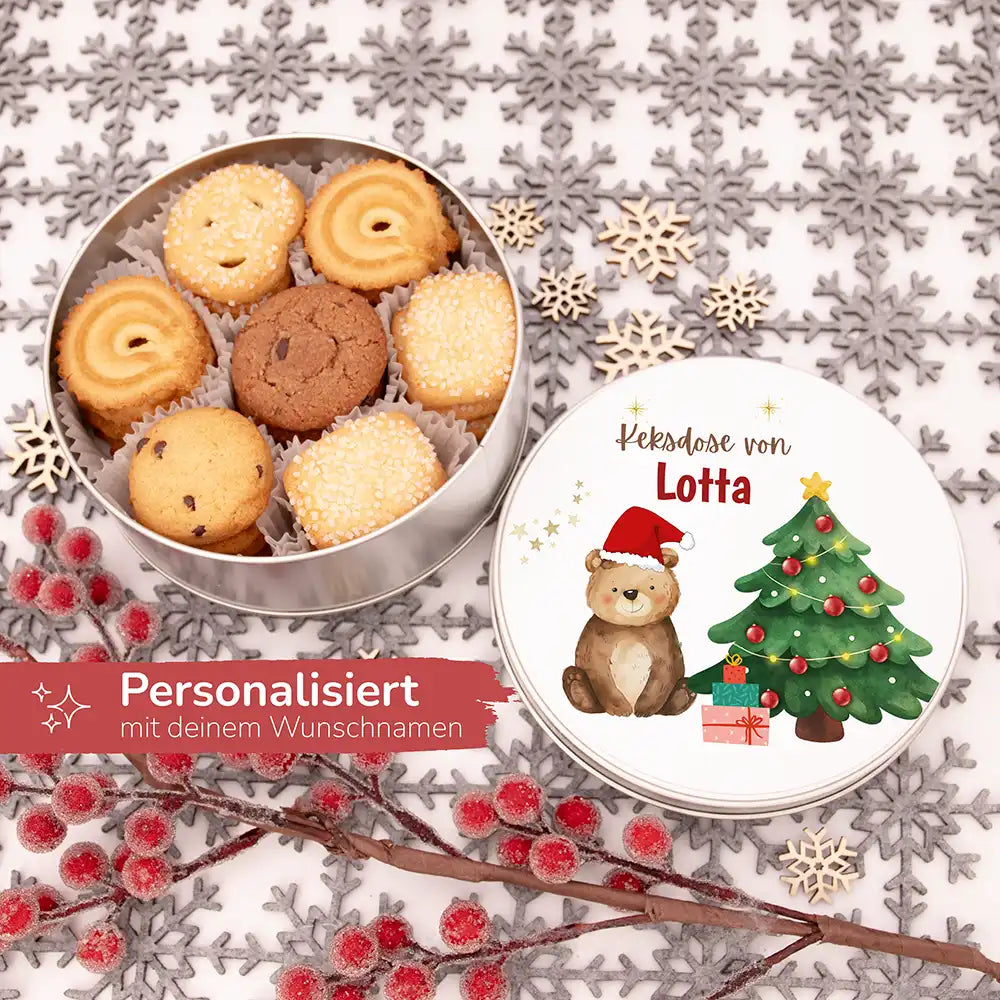 Keksdose aus Metal personalisiert - Weihnachtsbär