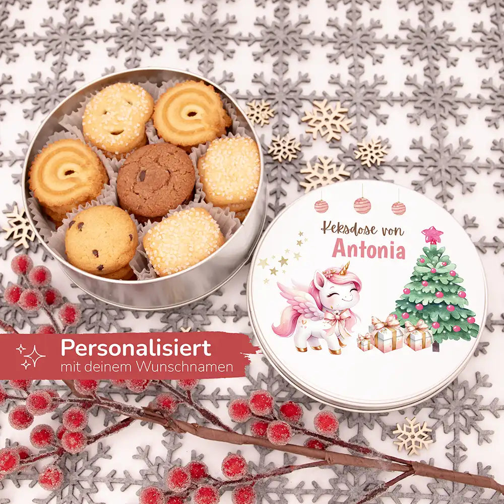 Keksdose aus Metal personalisiert - Einhorn