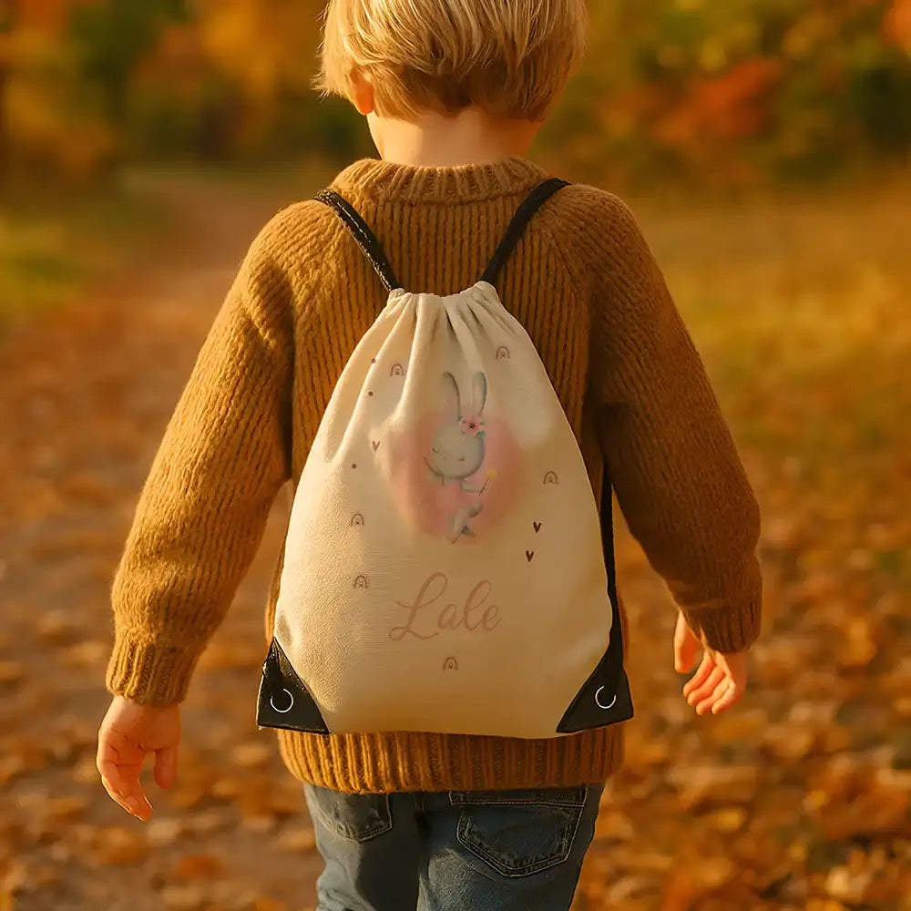 Personalisierter Turnbeutel mit Namen - Zauberhase