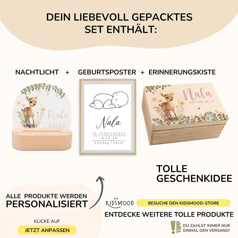 Geschenkset zur Geburt - Reh | Baby Geschenk