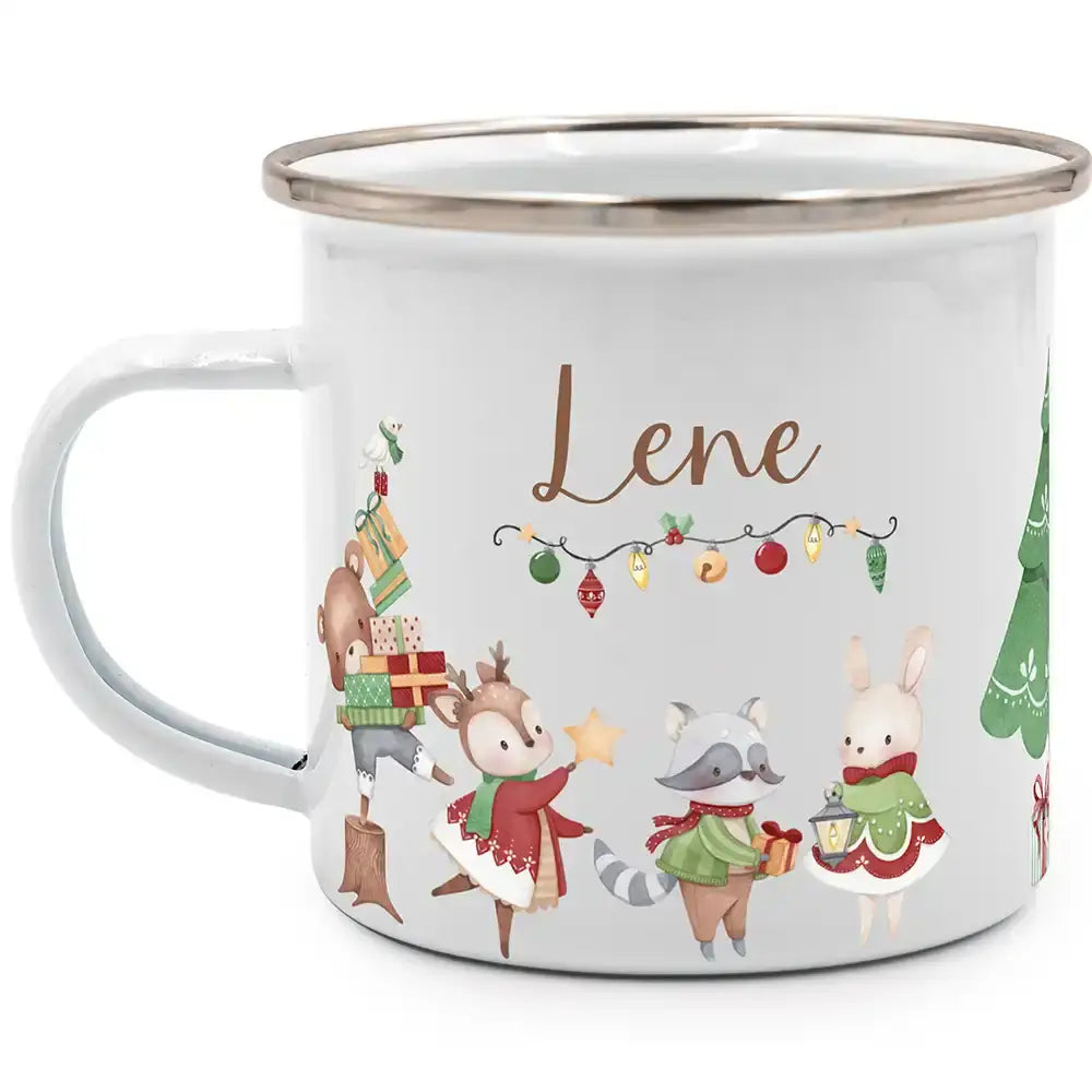 Emaille Tasse personalisiert Weihnachten - Frohe Weihnachten