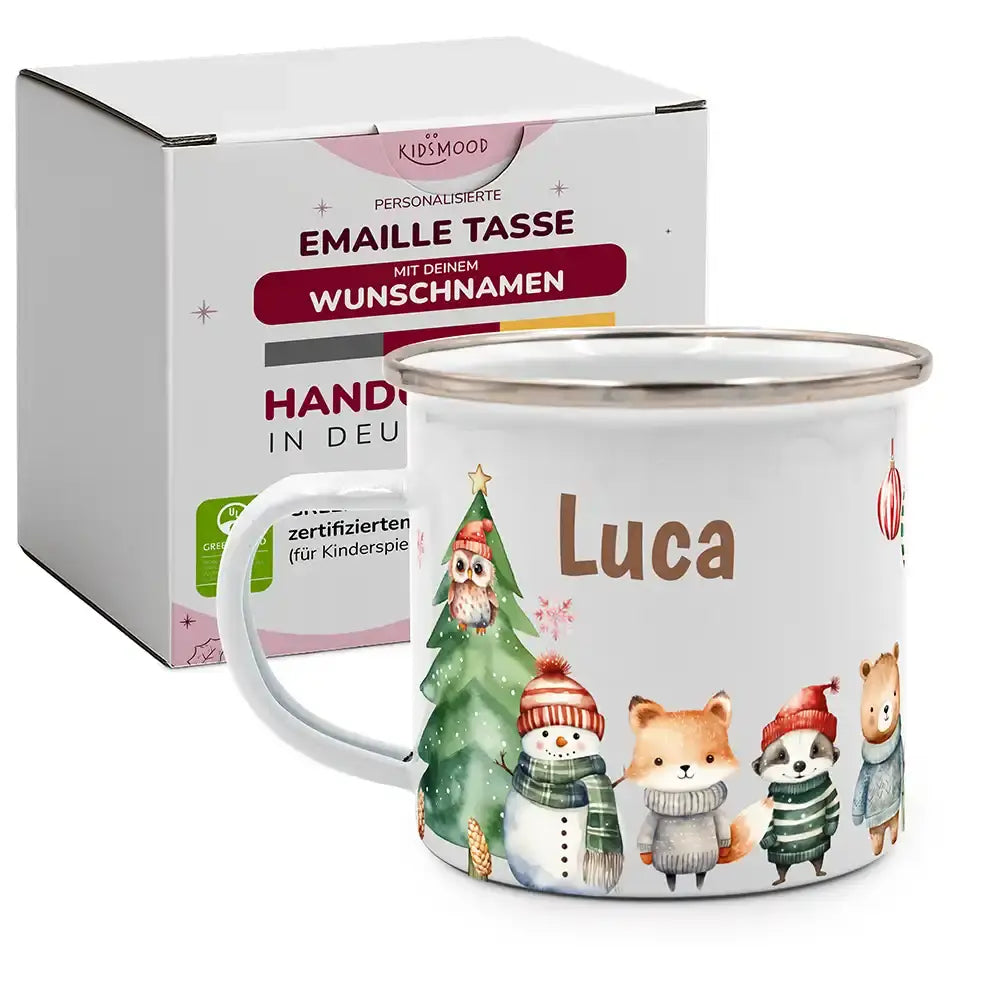 Emaille Tasse personalisiert Weihnachten - Stimmungsvolle Weihnachten