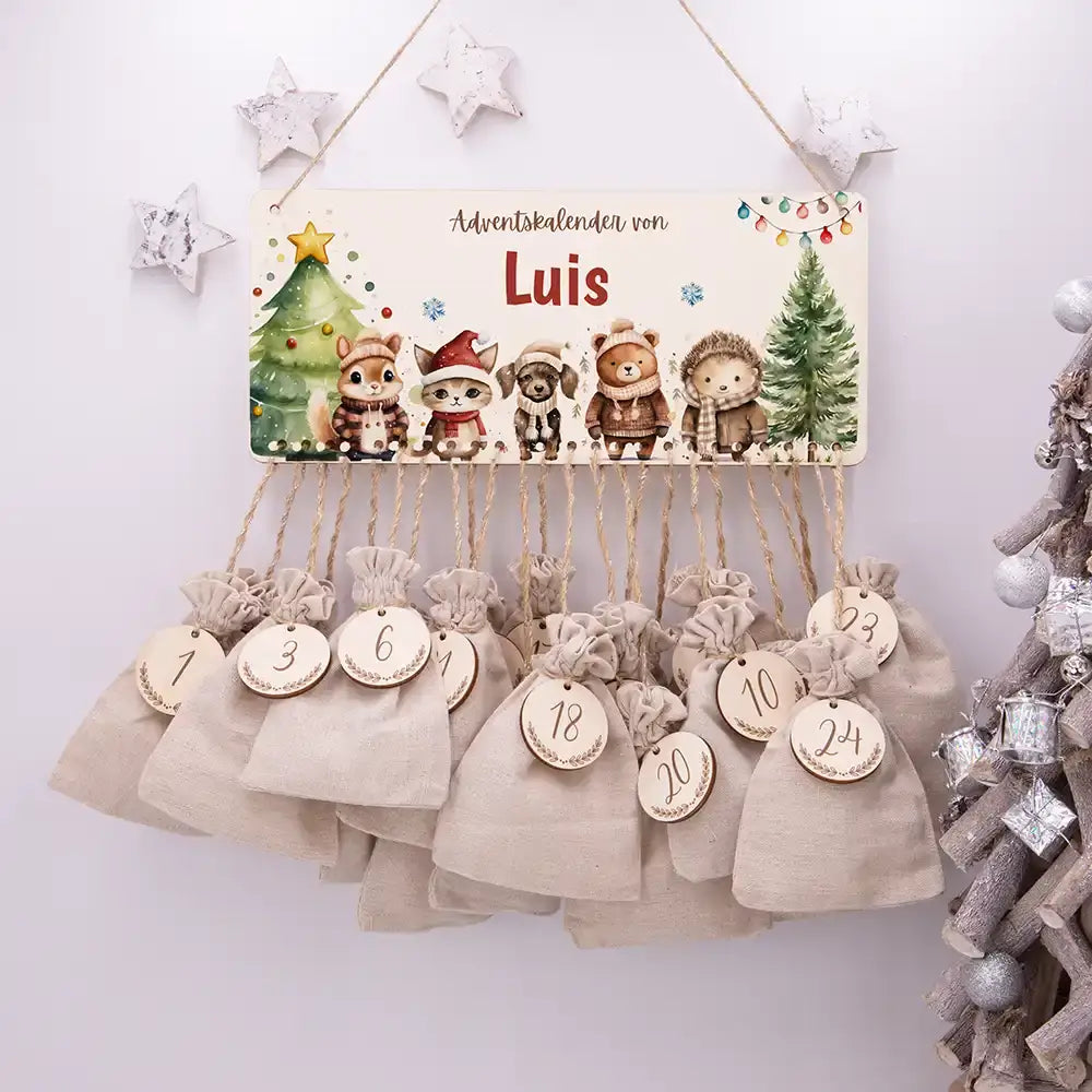 Personalisierter Adventskalender niedliche Waldtiere