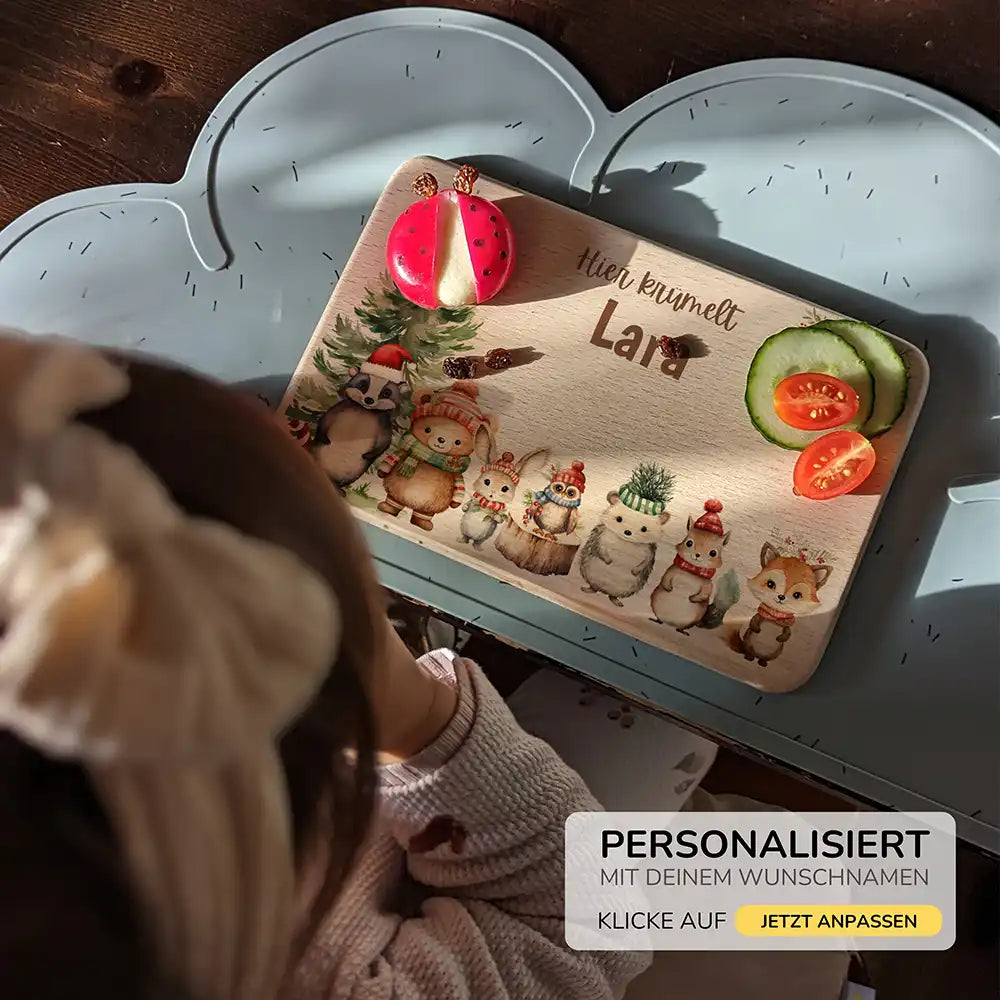 Frühstücksbrettchen Weihnachten - Niedliche Tiere