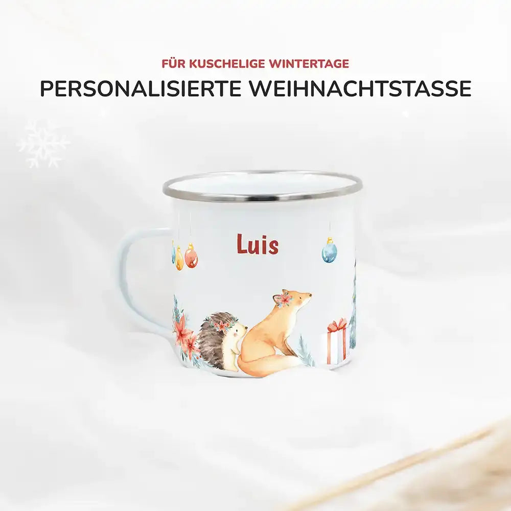 Emaille Tasse personalisiert Weihnachten - Weihnachtsglück