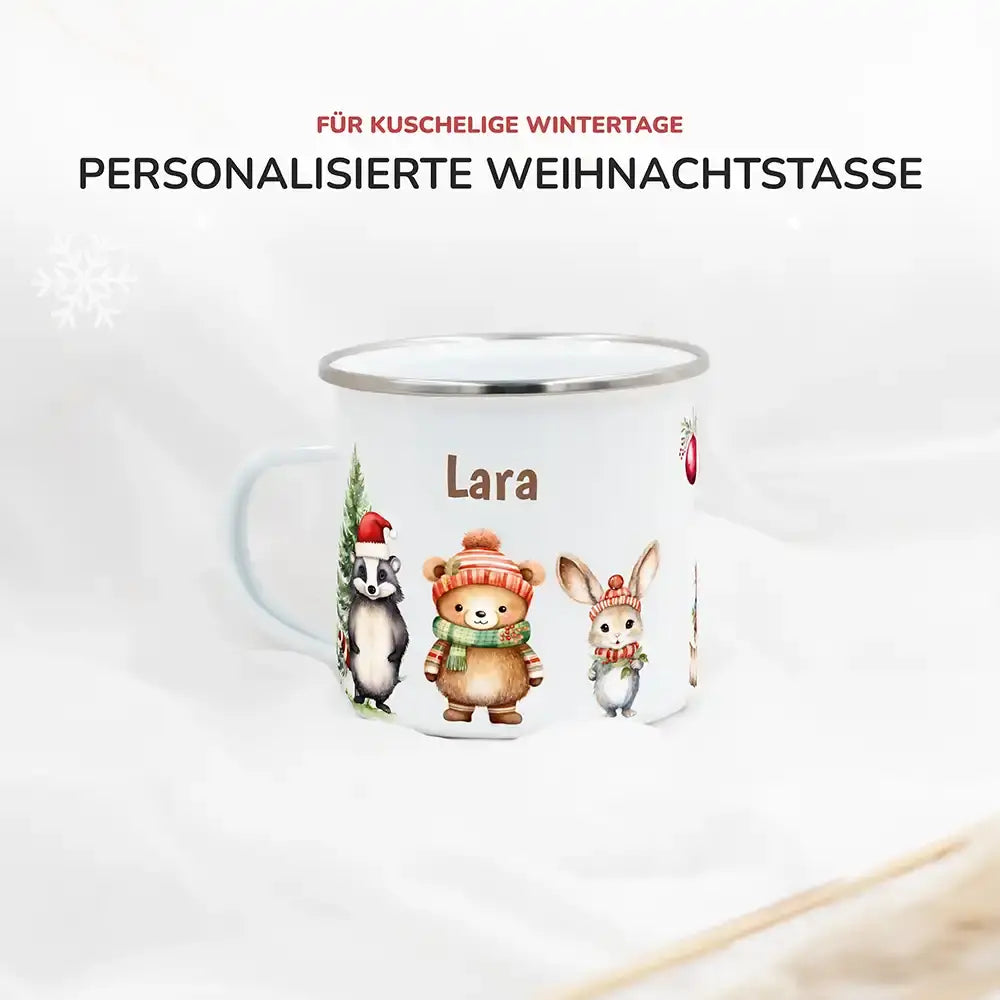 Emaille Tasse personalisiert Weihnachten - Liebevolle Weihnachten