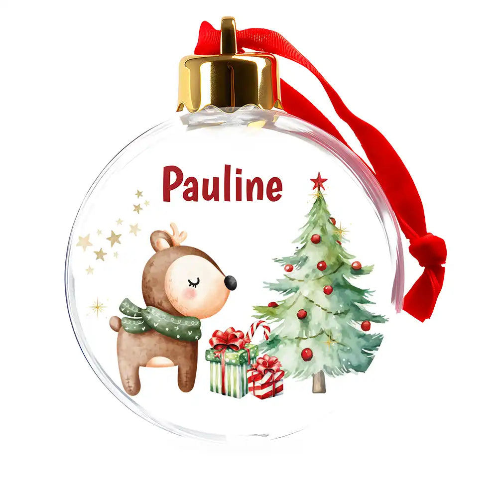 Weihnachtskugel personalisiert mit Namen - Niedliches Reh